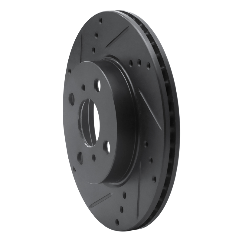 Scion IQ Brake Rotor (1) - Front Left - R1 Concepts - Drilled & Slotted - Black - `12-`15